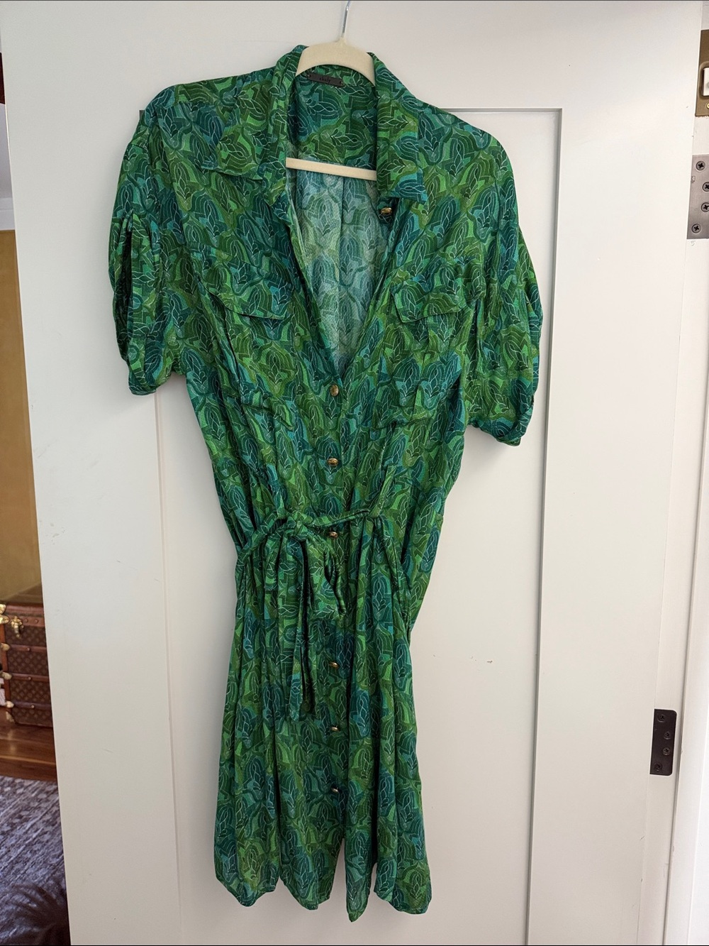 Like new Chufy Green Patterned Short Sleeve Shirt Dress